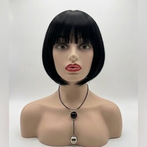 Mikage Shin Geometric Sphere Pendant Necklace Silver Tone Black Avant Garde